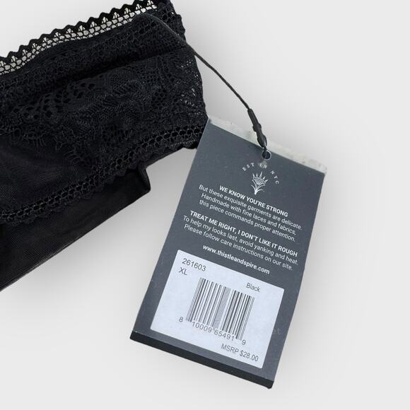 Thistle & Spire XL Black Eyelash Lace Mirage Thong Sheer Mesh Lingerie Gothic - Picture 2 of 5